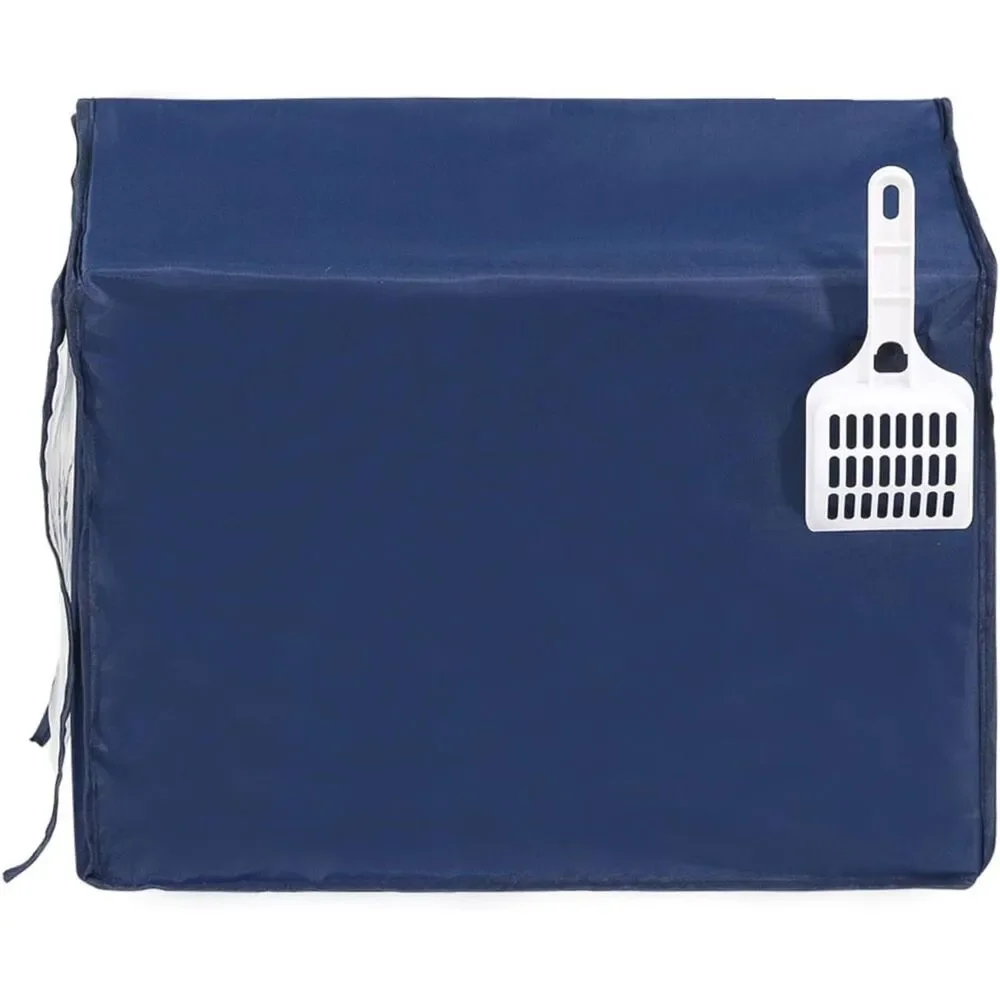 Foldable Cat Litter Box Privacy Enclosure w Splash Guard Navy Blue